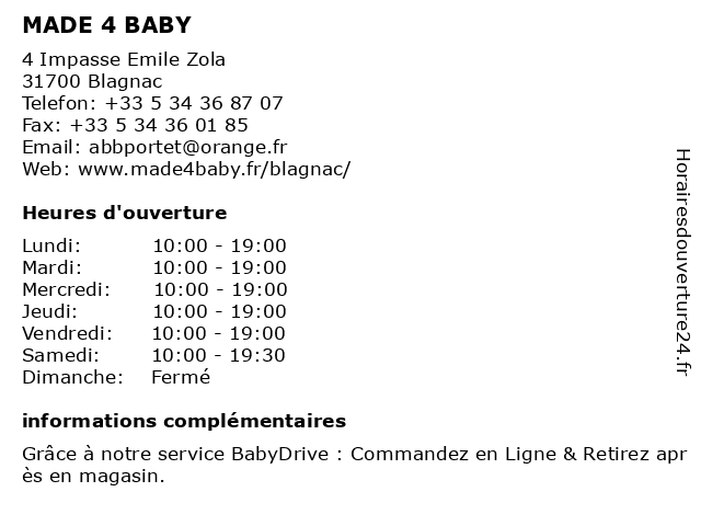 ᐅ Horaires D Ouverture Autour De Bebe 4 Impasse Emile Zola A Blagnac ᐅ Horaires D Ouverture Autour De Bebe 4 Impasse Emile Zola A Blagnac