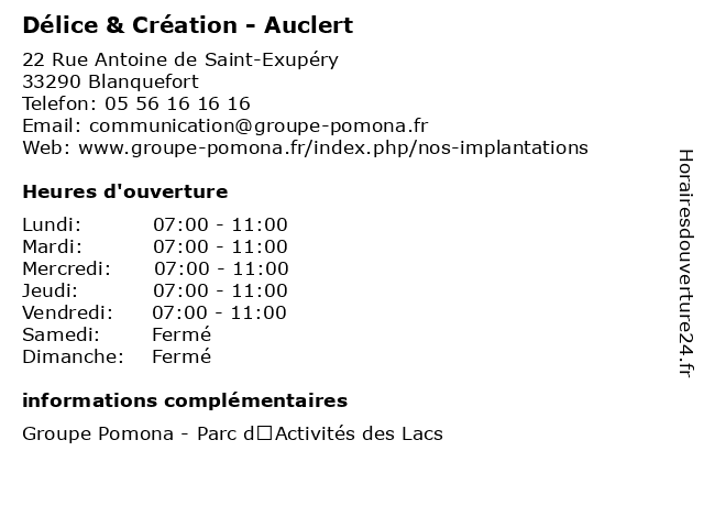 Délice & Création - Auclert à Blanquefort: adresse et heures d'ouverture