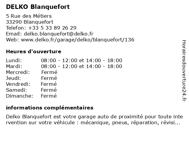Delko à Blanquefort: adresse et heures d'ouverture