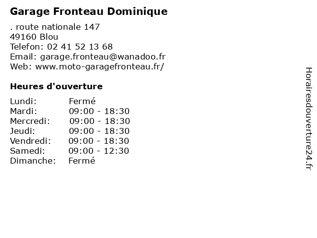 Garage Fronteau Dominique à Blou: adresse et heures d'ouverture