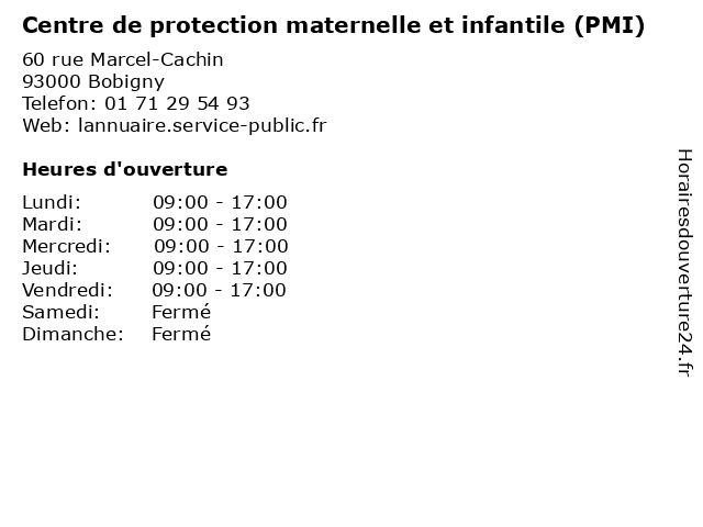 Centre de protection maternelle et infantile (PMI) à Bobigny: adresse et heures d'ouverture