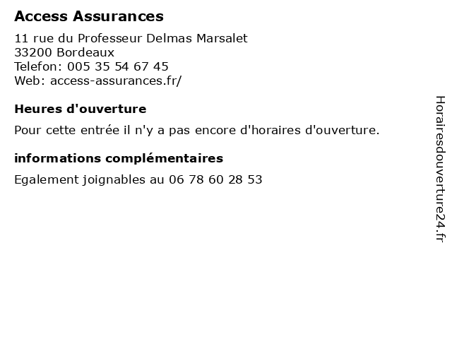 Access Assurances à Bordeaux: adresse et heures d'ouverture