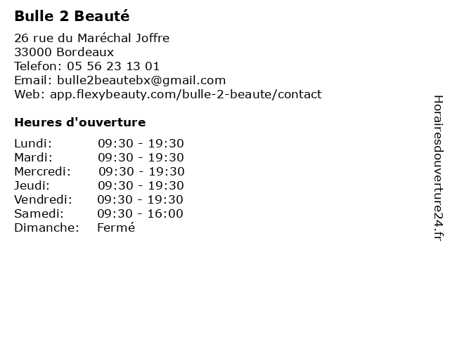 Bulle 2 Beauté à Bordeaux: adresse et heures d'ouverture