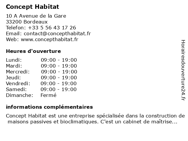 Concept Habitat à Bordeaux: adresse et heures d'ouverture