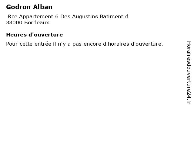 Godron Alban à Bordeaux: adresse et heures d'ouverture