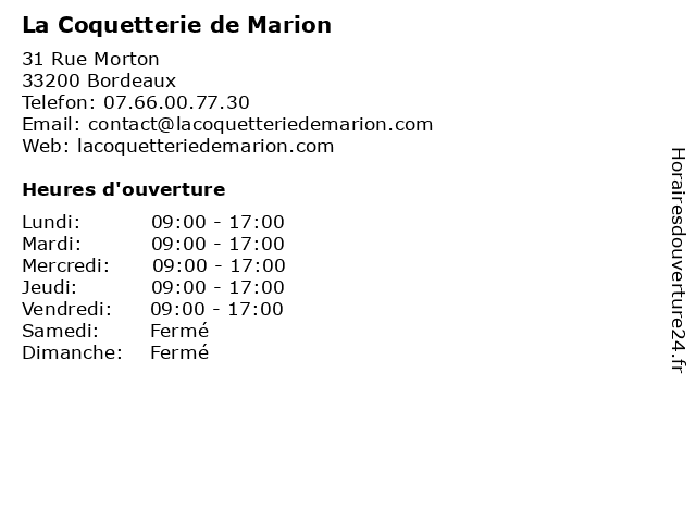 La Coquetterie de Marion à Bordeaux: adresse et heures d'ouverture