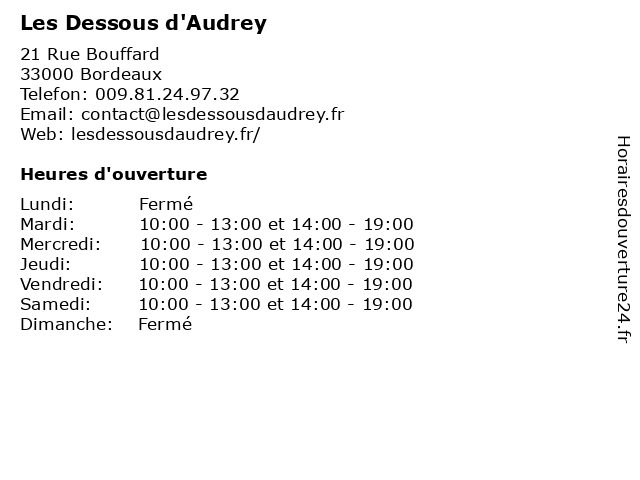 Les Dessous d'Audrey à Bordeaux: adresse et heures d'ouverture