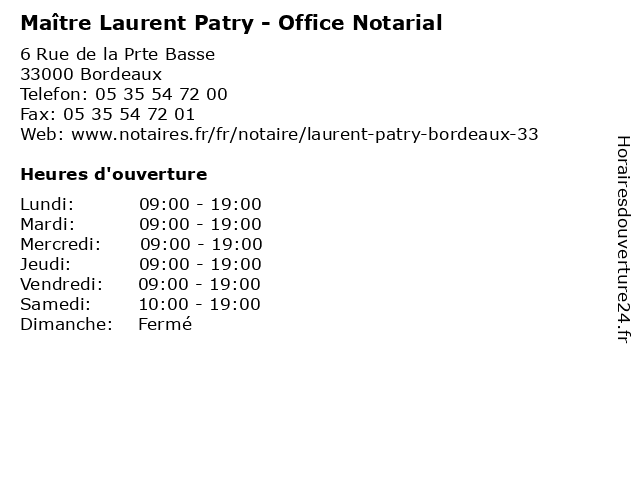 Maître Laurent Patry - Office Notarial à Bordeaux: adresse et heures d'ouverture