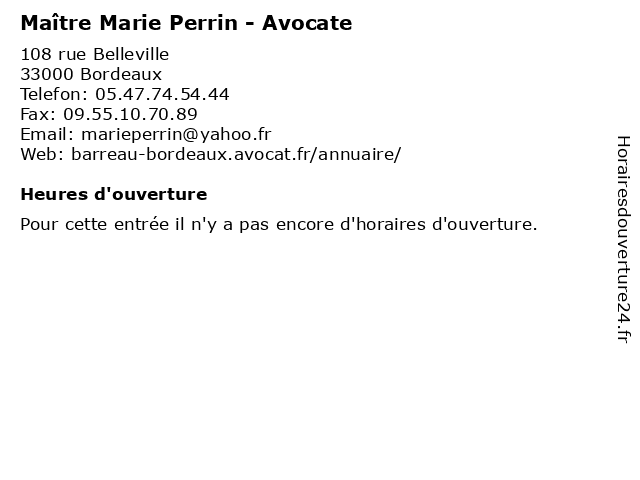 Maître Marie Perrin - Avocate à Bordeaux: adresse et heures d'ouverture