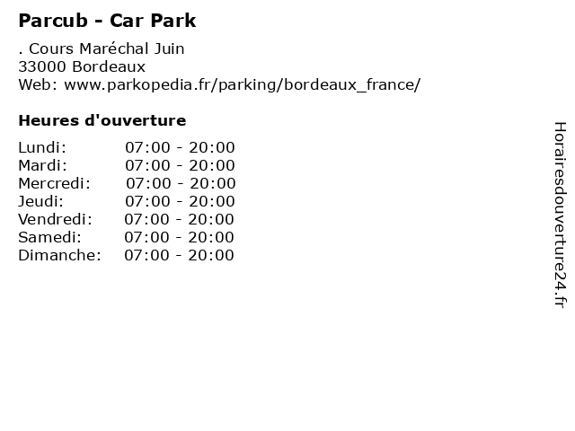 Parcub - Car Park à Bordeaux: adresse et heures d'ouverture