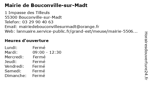 Mairie de Bouconville-sur-Madt à Bouconville-sur-Madt: adresse et heures d'ouverture