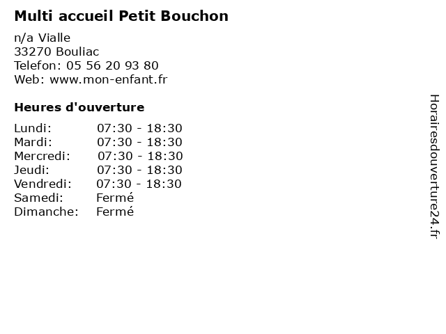 Multi accueil Petit Bouchon à Bouliac: adresse et heures d'ouverture