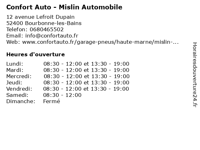 Confort Auto - Mislin Automobile à Bourbonne-les-Bains: adresse et heures d'ouverture