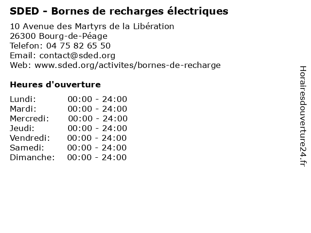 SDED - Bornes de recharges électriques à Bourg-de-Péage: adresse et heures d'ouverture