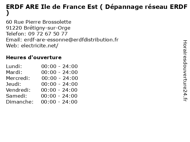 ERDF ARE Ile de France Est ( Dépannage réseau ERDF) à Brétigny-sur-Orge: adresse et heures d'ouverture