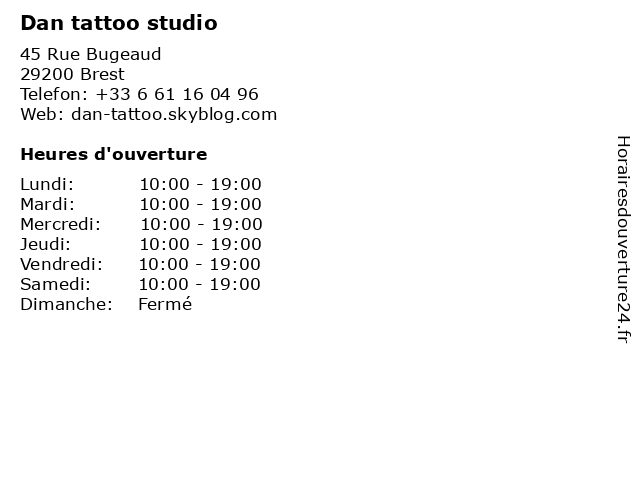 Dan tattoo studio à Brest: adresse et heures d'ouverture
