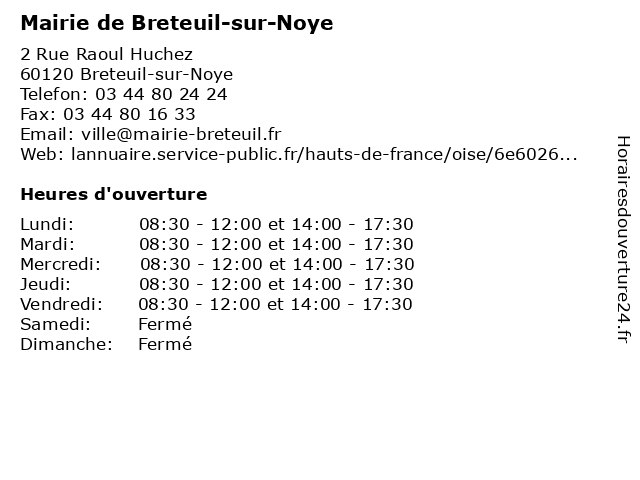 Mairie de Breteuil-sur-Noye à Breteuil-sur-Noye: adresse et heures d'ouverture