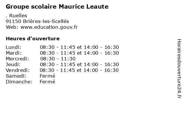 Groupe scolaire Maurice Leaute à Brières-les-Scellés: adresse et heures d'ouverture