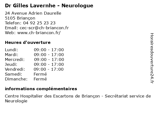 Dr Gilles Lavernhe - Neurologue à Briançon: adresse et heures d'ouverture