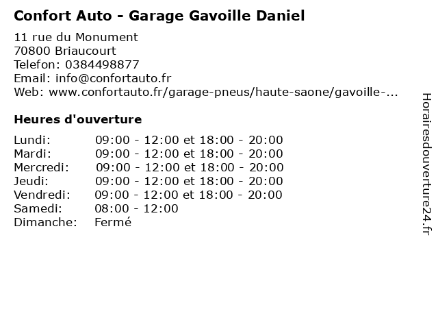 Confort Auto - Garage Gavoille Daniel à Briaucourt: adresse et heures d'ouverture