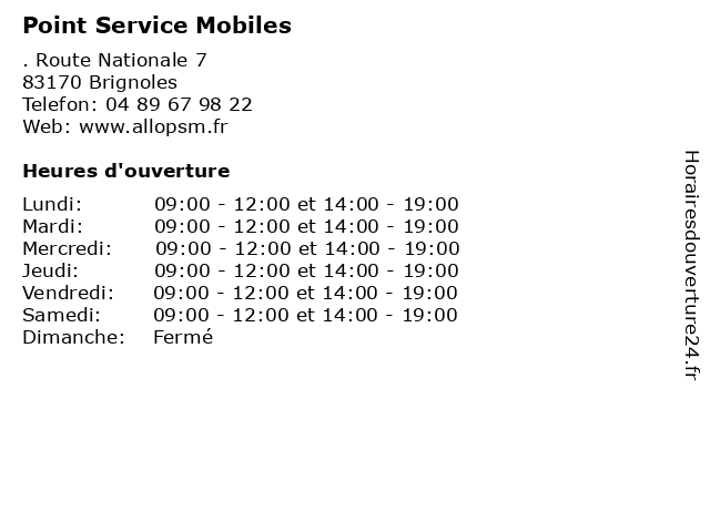 Point Service Mobiles à Brignoles: adresse et heures d'ouverture