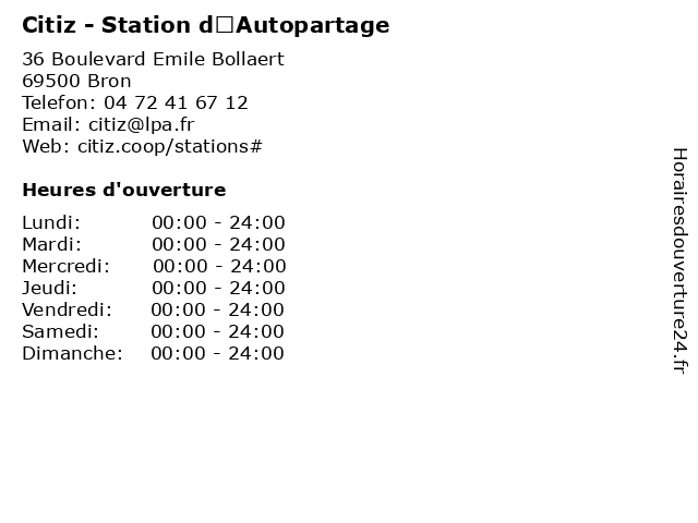Citiz - Station d’Autopartage à Bron: adresse et heures d'ouverture