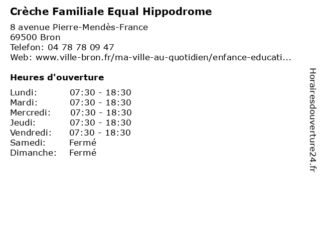 Crèche Familiale Equal Hippodrome à Bron: adresse et heures d'ouverture