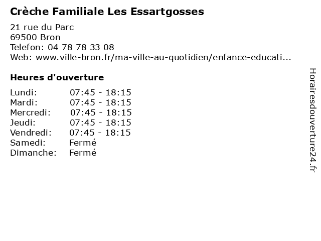 Crèche Familiale Les Essartgosses à Bron: adresse et heures d'ouverture