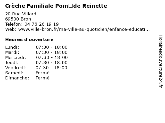 Crèche Familiale Pom’de Reinette à Bron: adresse et heures d'ouverture