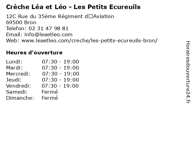 Crèche Léa et Léo - Les Petits Ecureuils à Bron: adresse et heures d'ouverture