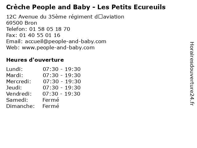 Crèche People and Baby - Les Petits Ecureuils à Bron: adresse et heures d'ouverture