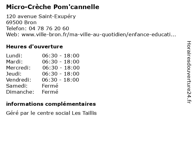 Micro-Crèche Pom'cannelle à Bron: adresse et heures d'ouverture