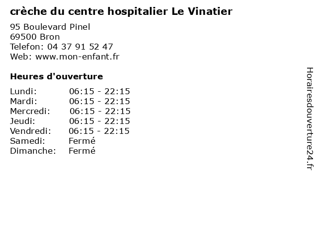 crèche du centre hospitalier Le Vinatier à Bron: adresse et heures d'ouverture