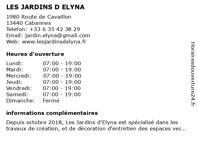 LES JARDINS D ELYNA à Cabannes: adresse et heures d'ouverture