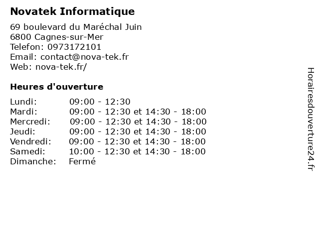 Novatek Informatique à Cagnes-sur-Mer: adresse et heures d'ouverture