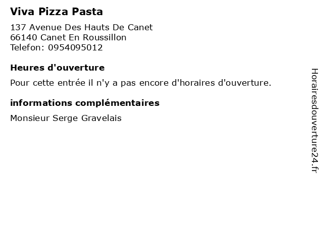 Viva Pizza Pasta à Canet En Roussillon: adresse et heures d'ouverture