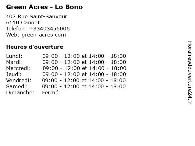 Green Acres - Lo Bono à Cannet: adresse et heures d'ouverture