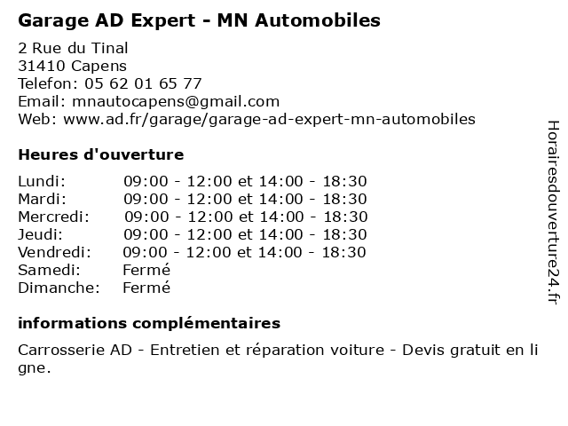 Garage AD Expert - MN Automobiles à Capens: adresse et heures d'ouverture