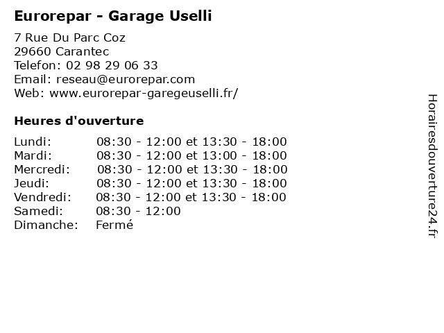 Eurorepar - Garage Uselli à Carantec: adresse et heures d'ouverture