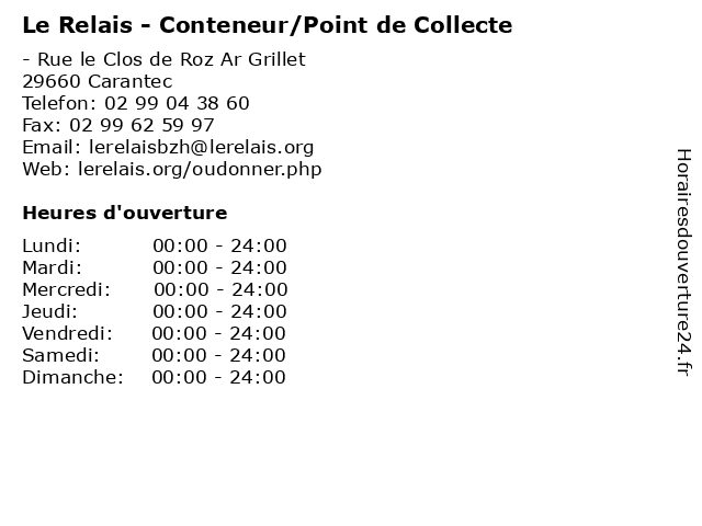 Le Relais - Conteneur/Point de Collecte à Carantec: adresse et heures d'ouverture