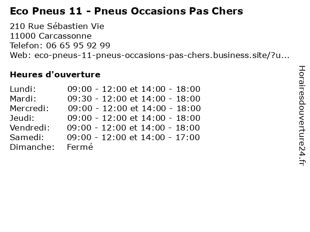 Eco Pneus 11 - Pneus Occasions Pas Chers à Carcassonne: adresse et heures d'ouverture