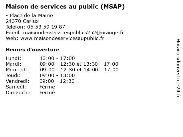 Maison de services au public (MSAP) à Carlux: adresse et heures d'ouverture