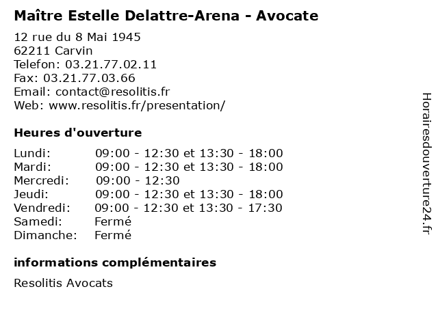 Maître Estelle Delattre-Arena - Avocate à Carvin: adresse et heures d'ouverture