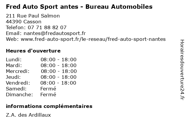 Fred Auto Sport antes - Bureau Automobiles à Casson: adresse et heures d'ouverture
