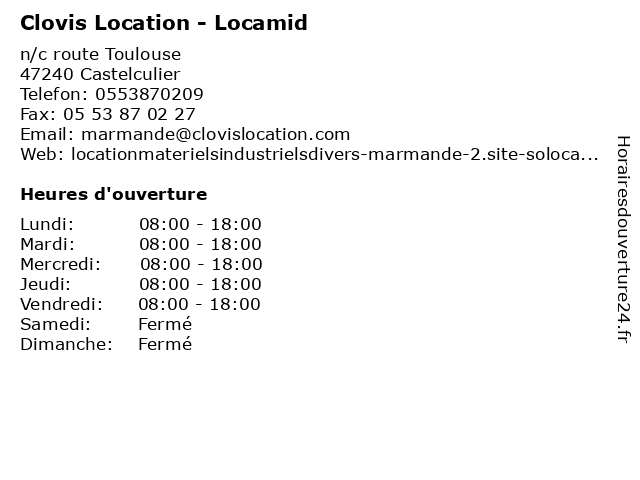 Clovis Location - Locamid à Castelculier: adresse et heures d'ouverture