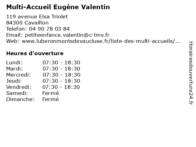 Multi-Accueil Eugène Valentin à Cavaillon: adresse et heures d'ouverture