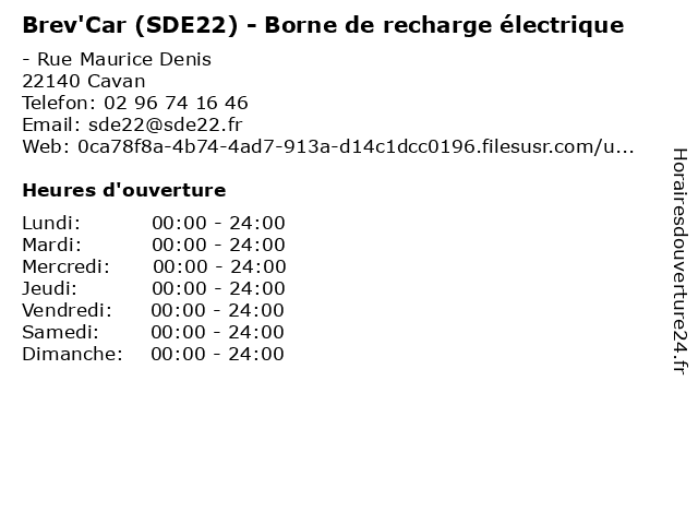 Brev'Car (SDE22) - Borne de recharge électrique à Cavan: adresse et heures d'ouverture