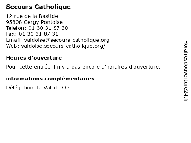 Secours Catholique à Cergy Pontoise: adresse et heures d'ouverture