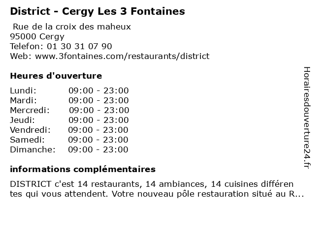 District - Cergy Les 3 Fontaines à Cergy: adresse et heures d'ouverture