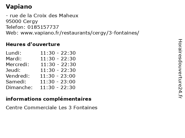 Vapiano à Cergy: adresse et heures d'ouverture